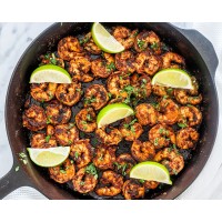 Черные креветки с тмином и лаймом